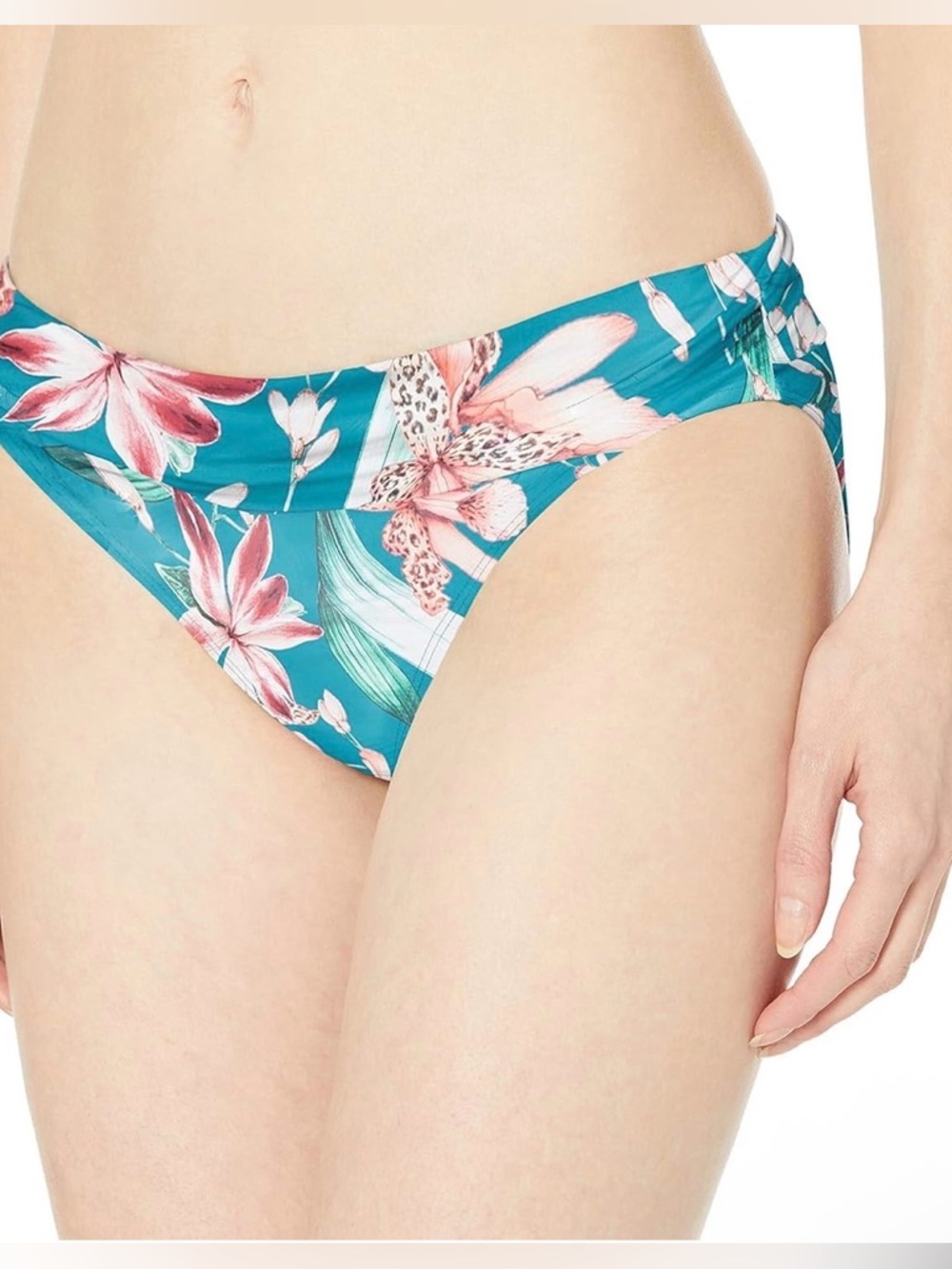 LaBlanca Floral Ruched Bikini Bottom - Teal